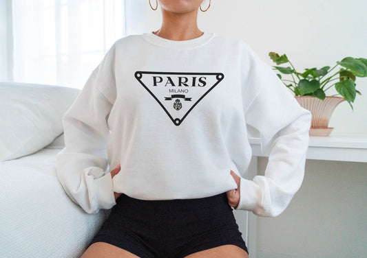 PARIS Ladies Woman's Sweatshirt Cute Designer Style Milano Cotton Shirt