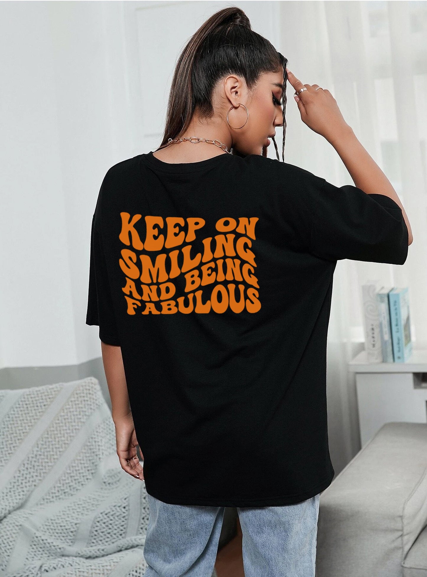 Keep On Smiling And Fabulous Cute Fancy Fashion Chic Summer Spring T-Shirt