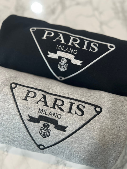 PARIS Embroidery Ladies Woman's Sweatshirt Cute Designer Style Milano Cotton Shirt