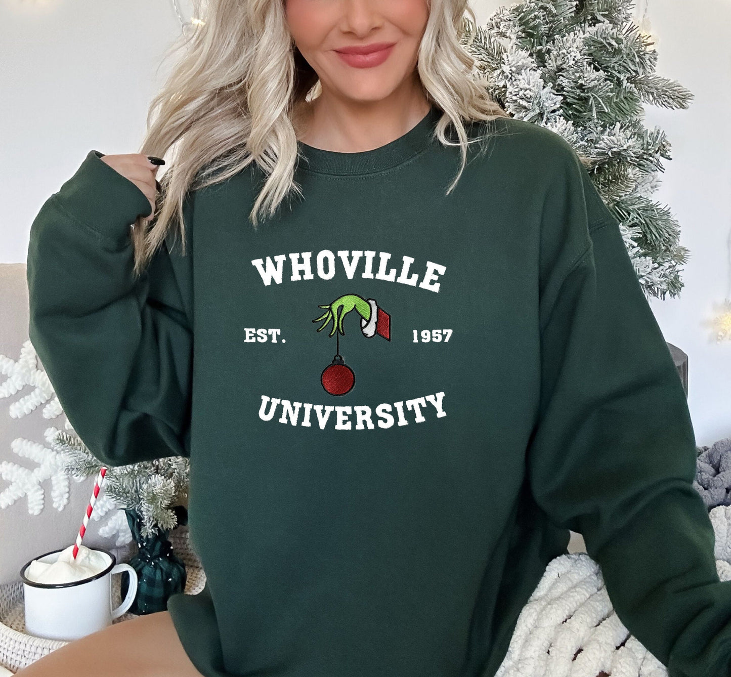 Whoville Embroidered Christmas Sweatshirt